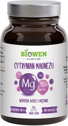 Biowen Cytrynian Magnezu Z B6 Wsparcie Kości I Mięśni 100 Kapsułek