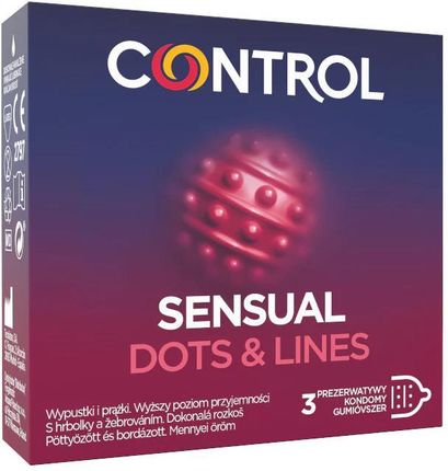 Control Sensual Dots & Lines prążkowane z wypustkami 3szt.