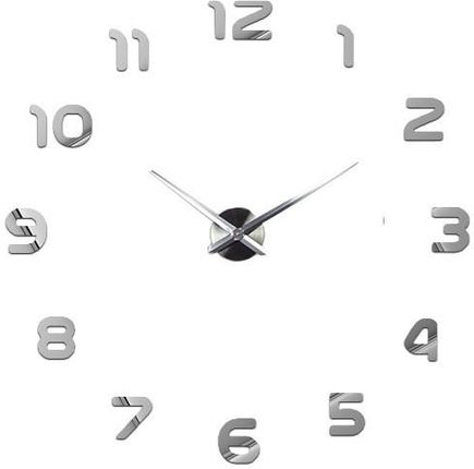 Nowoczesny Zegar Ścienny 65-120 cm Wzór Standard Srebrny