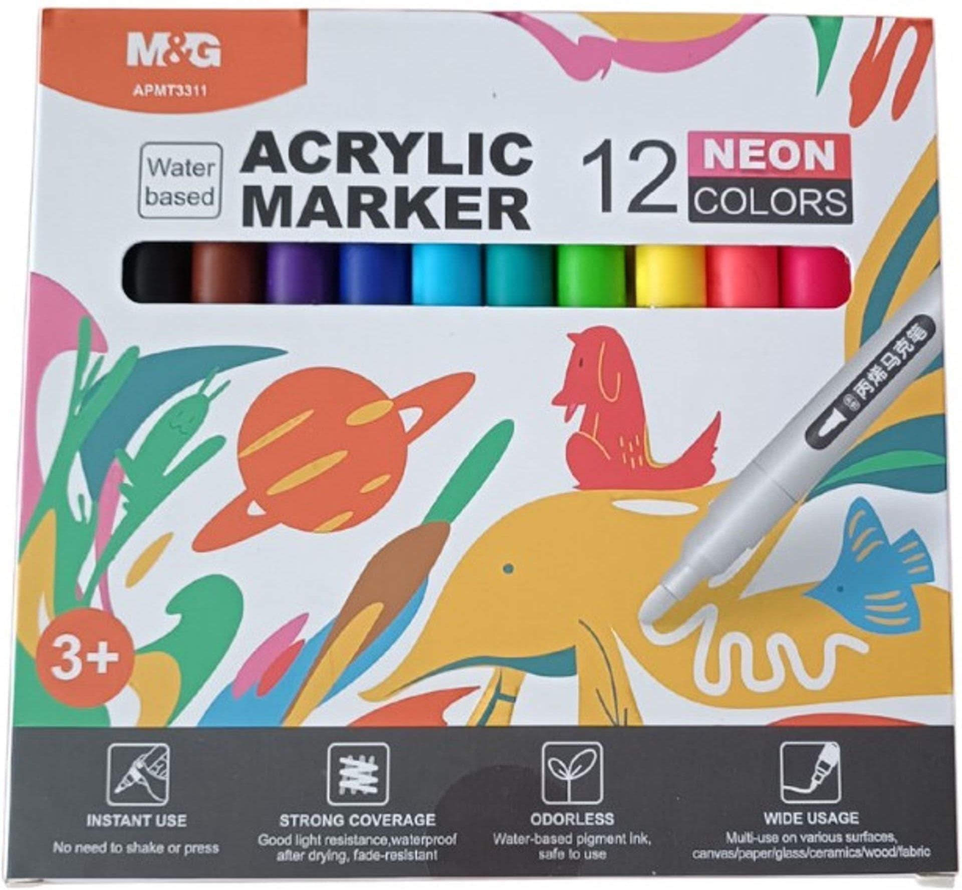 Acrylic Markers 1-2mm 12k Neon M&G