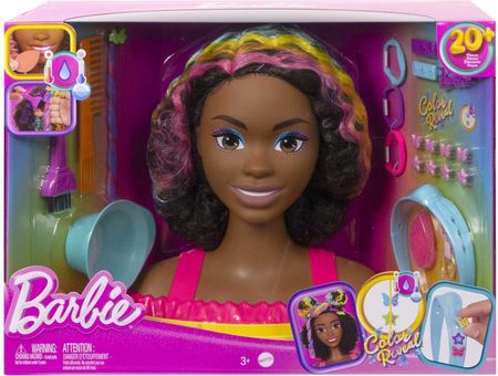 Barbie Głowa do stylizacji Neonowa tęcza Kręcone włosy HMD79