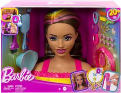 Zdjęcie Barbie Głowa do stylizacji Neonowa tęcza Brązowe włosy + akcesoria Color Reveal HMD80 - Paczków