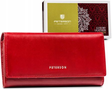 Klasyczny skórzany portfel damski z systemem RFID — Peterson