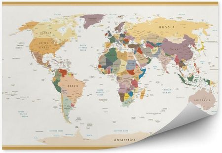 Fototapety.Pl Szczegółowa Polityczna Mapa Świata Vintage Kolory 250x250cm Magicstick FTNW96051485