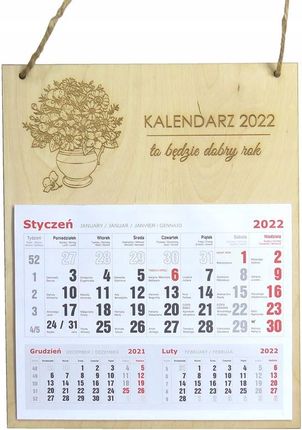 Scrapdesing Drewniany Kalendarz 2022 To Będzie Dobry Rok Md19