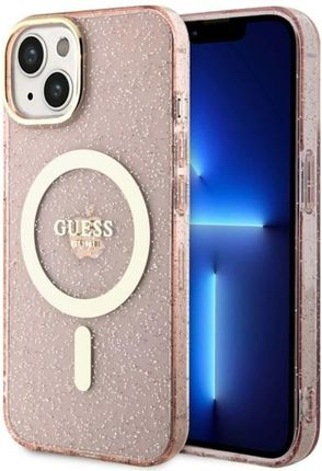 Guess Guhmp14Shcmcgp Iphone 14 6.1" Różowy/Pink Hardcase Glitter Gold Magsafe