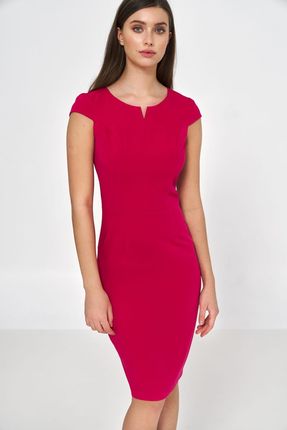 Sukienka Różowa ołówkowa sukienka za kolano S225 Pink - Nife