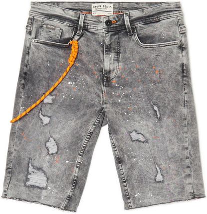 Cropp - Szare szorty jeansowe z przetarciami - Jasny szary