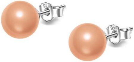 Nefryt Kolczyki srebrne perły Swarovski Pearl Peach 10 mm srebro 925
