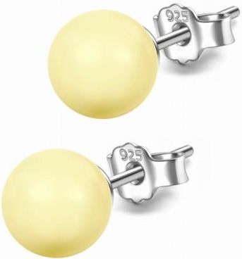 Nefryt Kolczyki srebrne perły Swarovski Pearl Pastel Yellow 10 mm srebro 925