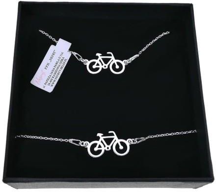 Nefryt Komplet biżuterii srebrnej rodowanej rower