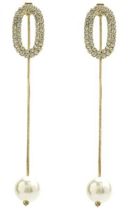 Nefryt Kolczyki długie wiszące łańcuszki złote cyrkonie perły