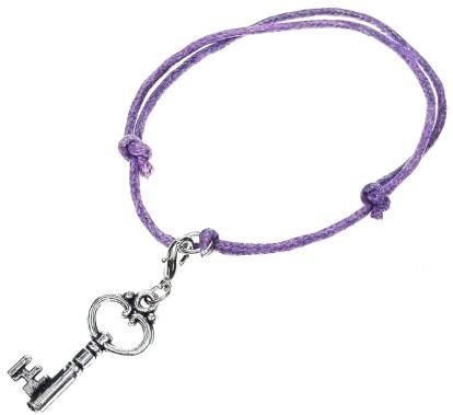 Nefryt Bransoletka z zawieszką charms klucz kolor fioletowy