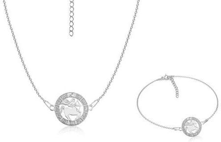 Nefryt Komplet rodowanej biżuterii srebrnej znak zodiaku Strzelec