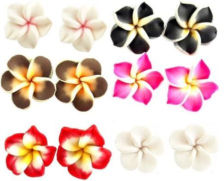 Nefryt Kolczyki kwiaty hawaii 6 par zestaw 5