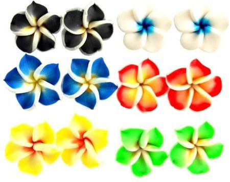 Nefryt Kolczyki kwiaty hawaii 6 par zestaw 4