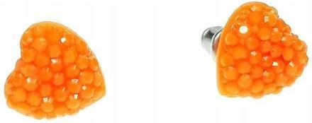 Nefryt Kolczyki serca serduszka kryształkowe kolor pomarańczowy
