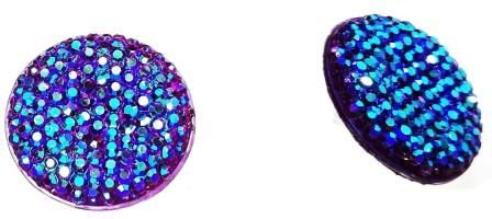 Nefryt Kolczyki koła kryształkowe kolor fioletowy ab