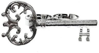 Nefryt Pierścionek klucz na dwa palce kolor srebrny