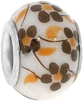 Nefryt Zawieszka beads - ceramiczny drobne brązowe kwiaty