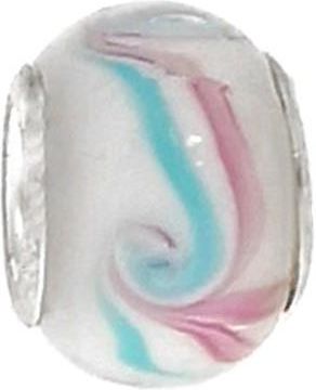 Nefryt Zawieszka beads - biały z pastelowymi paskami