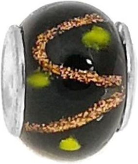 Nefryt Zawieszka beads - czarny z brokatowym paskiem