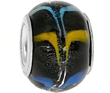 Nefryt Zawieszka beads - czarny w kolorowe paski
