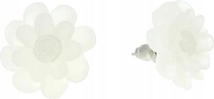 Nefryt Kolczyki dziewczęce kwiaty kolor biały
