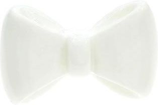 Nefryt Pierścionek kokardka elegancka 25mm kolor biały