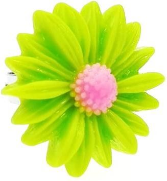 Nefryt Pierścionek stokrotka kwiatek kolor jasnozielony