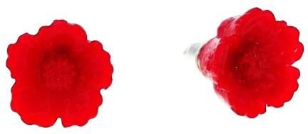 Nefryt Kolczyki kwiaty na sztyfcie wzór 3 kolor czerwony
