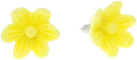 Nefryt Kolczyki kwiaty na sztyfcie wzór 2 kolor żółty