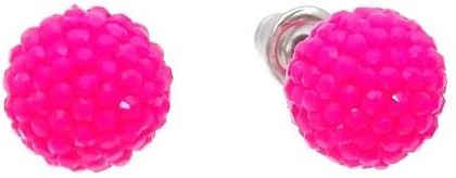 Nefryt Kolczyki kule kryształkowe 8 mm kolor ciemny różowy