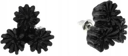 Nefryt Kolczyki kwiaty bukiet kwiatów kolor czarny