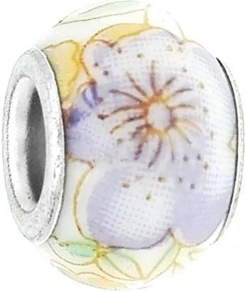 Nefryt Zawieszka beads - ceramiczny fioletowe kwiaty