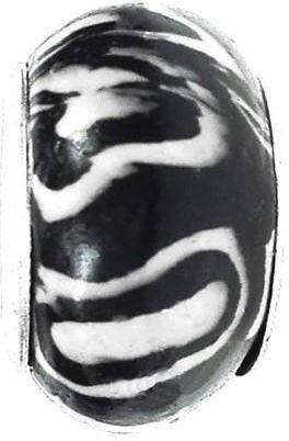 Nefryt Zawieszka beads - czarny w białe wzory
