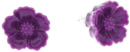 Nefryt Kolczyki kwiaty na sztyfcie wzór 3 kolor fioletowy