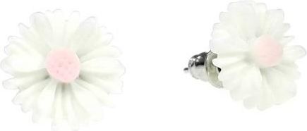Nefryt Kolczyki stokrotki kwiaty 10 mm kolor biały