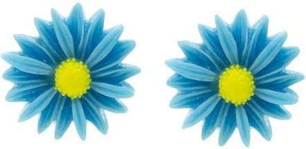 Nefryt Kolczyki stokrotki kwiaty 24 mm kolor niebieski