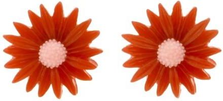 Nefryt Kolczyki stokrotki kwiaty 24 mm kolor czerwony