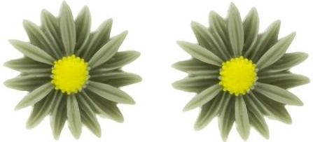 Nefryt Kolczyki stokrotki kwiaty 24 mm kolor szary