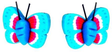 Nefryt Kolczyki drobne motylki kolorowe kolor niebieski