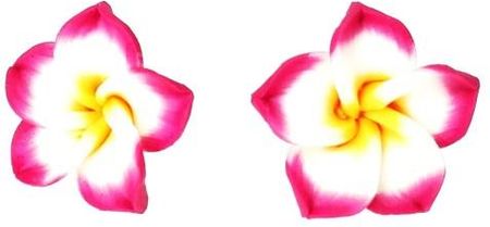 Nefryt Kolczyki kwiaty hawajskie odcień różowego