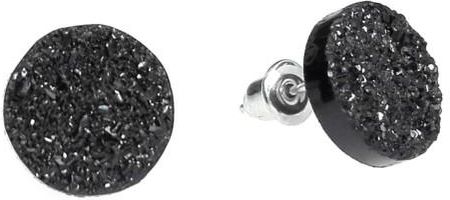 Nefryt Kolczyki koła kółka lawa wulkaniczna 12 mm kolor czarny