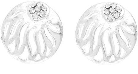 Nefryt Kolczyki ażurowe koła kółka z cyrkoniami kolor srebrny