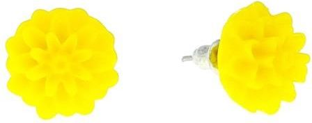 Nefryt Kolczyki georginie kwiaty flower kolor żółty