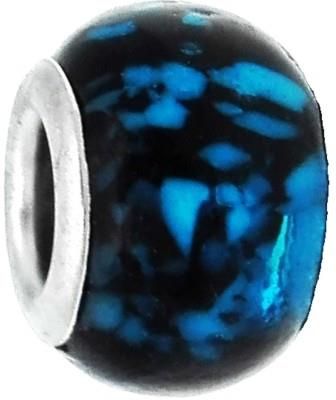 Nefryt Zawieszka beads - czarny w niebieską panterkę