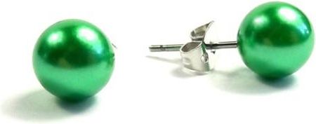 Nefryt Kolczyki perełki perły 8 mm kolor zielony