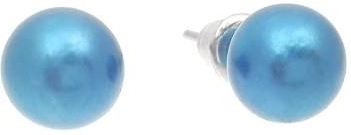 Nefryt Kolczyki perły 10 mm kolor ciemnoniebieski