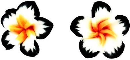 Nefryt Kolczyki kwiaty hawajskie kolor czarny